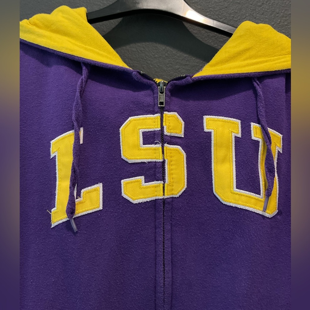 Colosseum LSU Tigers Louisiana State purple and gold zip up hoodie - Picture 2 of 6